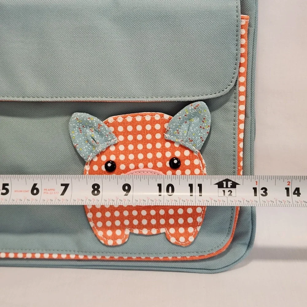 SugarBooger Fresh & Messy Organizer Blue Canvas Pig Bag Orange Polka Dot‎